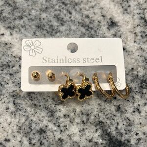 Gold plated Stainless Steel Earring Set